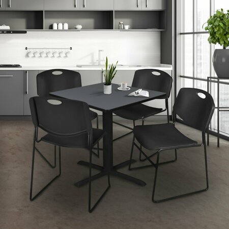 CAIN Square Tables > Breakroom Tables > Cain Square Table & Chair Sets, 42 W, 42 L, 29 H, Grey TB4242GY44BK